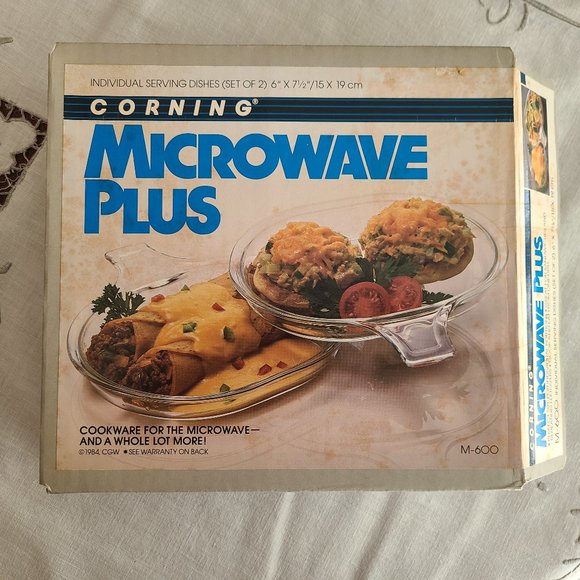 Vintage 1984 Corning Microwave Plus Individual Serving Dishes - Set of 2 - Picture 2 of 9